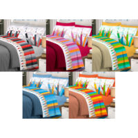 Completo Lenzuola Linea Pensieri Delicati 100% Cotone Disegno Matitoni, misuraPiazza E MezzacoloreRosa
