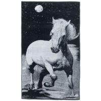 Telo Mare Jacquard Spugna Asciugamano Spiaggia Disegno Safari Horse D3