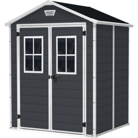 Keter Manor 65 Gartenhaus - 185x152x226cm - Kunststoff - Anthrazit - leicht zu montieren - 10 Jahre Herstellergarantie