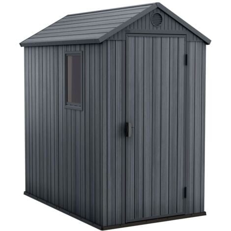Keter Darwin 46 Gartenhaus - 125.8x184.5x205cm - Satteldach - Kunststoff - Grau (Holzoptik) - witterungsbeständig - abschließbar - 10 Jahre Herstellergarantie