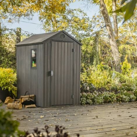 Keter Darwin 46 Gartenhaus - 125.8x184.5x205cm - Satteldach - Kunststoff - Grau (Holzoptik) - witterungsbeständig - abschließbar - 10 Jahre Herstellergarantie