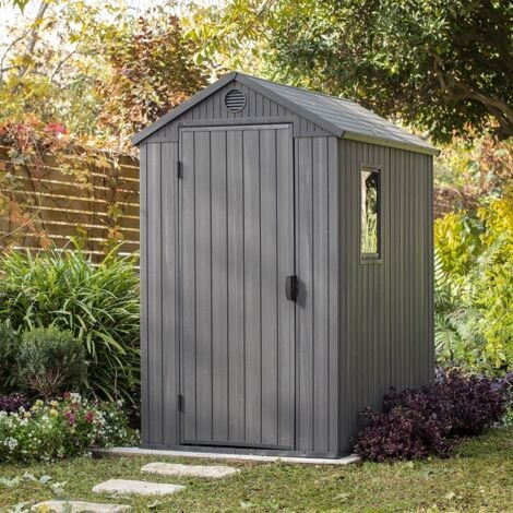 Keter Darwin 46 Gartenhaus - 125.8x184.5x205cm - Satteldach - Kunststoff - Grau (Holzoptik) - witterungsbeständig - abschließbar - 10 Jahre Herstellergarantie