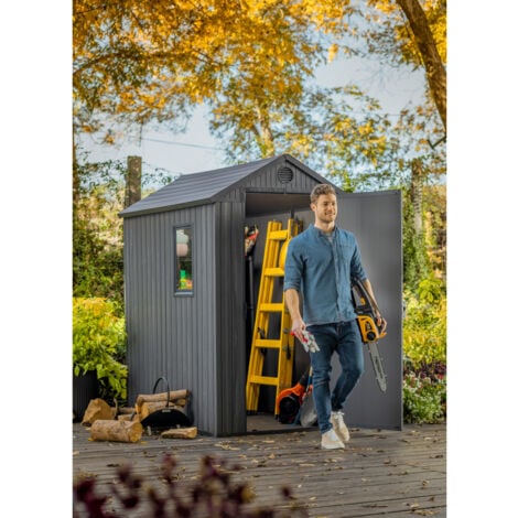 Keter Darwin 46 Gartenhaus - 125.8x184.5x205cm - Satteldach - Kunststoff - Grau (Holzoptik) - witterungsbeständig - abschließbar - 10 Jahre Herstellergarantie