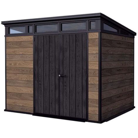 Keter Kunststoff Gerätehaus Signature Walnuss 9x7 inkl. Fußboden 279 x 218 cm braun Holzoptik Gartenhaus