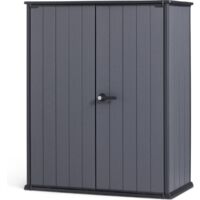 Keter Cortina Alto Aufbewahrungsschrank - 140x73.6x170.4cm - Kunststoff - Grau - Gartenschrank. inkl. 2 Regalböden - einfach zu montieren