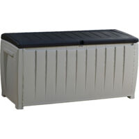 Keter Novel Aufbewahrungsbox - 124x55x62.5cm - 340 Liter Fassungsvermögen - Kunststoff - Schwarz - geeignet für 2 Personen zum Sitzen (max. 220kg)