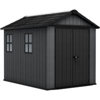 Keter Newton 759 Gartenhaus - 287x230x246cm - Kunststoff - Grau - extra starkes Dach - Natürlicher Holzlook - 15 Jahre Herstellergarantie