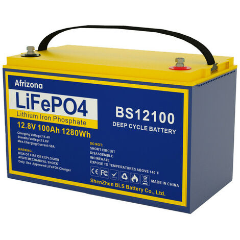 Ninthcit Batterie LiFePO4 12,8 V 100 Ah 1280 Wh avec panneau solaire 100 A  BMS