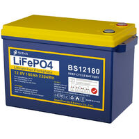 Batterie au lithium Deep Cycle - 12 V - 180 Ah - Rechargeable - Lithium Marine Phosphate LiFePO4 - Batterie de rechange solaire BMS pour chariot de golf, camping, bateau, voiture