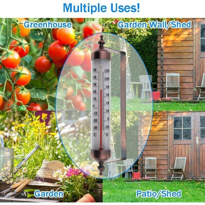 Thermomètre mural de thermomètre extérieur avec design en bronze thermomètre  de jardin élégant adapté à la serre de mur de jardin de garage