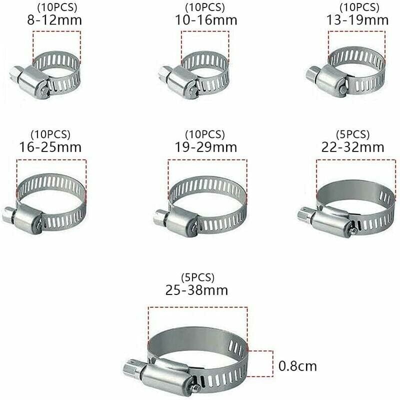 KZQ 12 colliers de serrage metallique inox 16-25mm – colliers