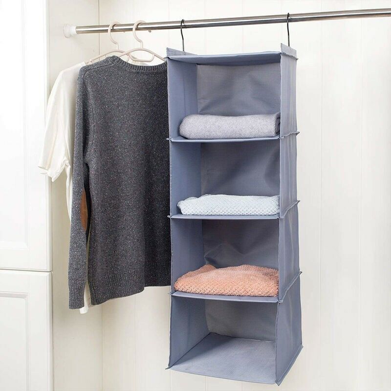 Organiseur De Placard Suspendu Navaris - 3 Compartiments 35x30x108 Cm - Gain De Place Pour Dressing