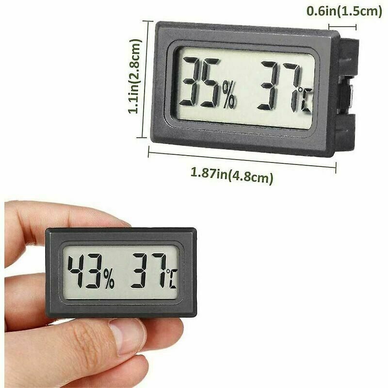 5 Mini Thermomètres Hygromètres Numériques - Mesure Température Et Humidité - Noir - Plage -50°C à 70°C