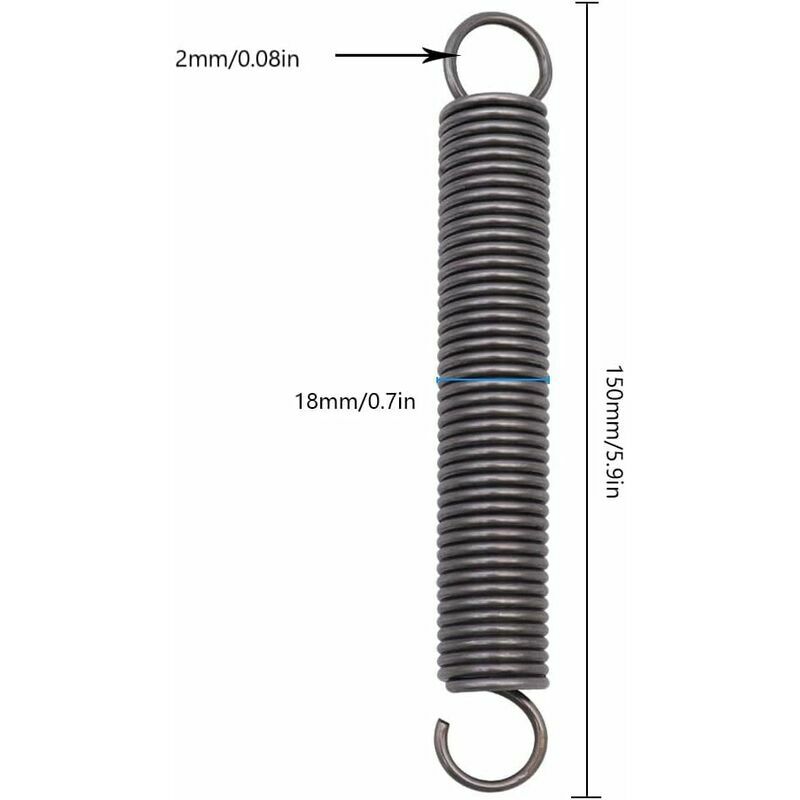 2 Pièces Ressort de Traction Ressort Acier, Ressort de Tension avec Double Crochet 1.8x12x45 mm, Fil Diamètre 1.8 mm, OD 12 mm, Longueur libre 45 mm