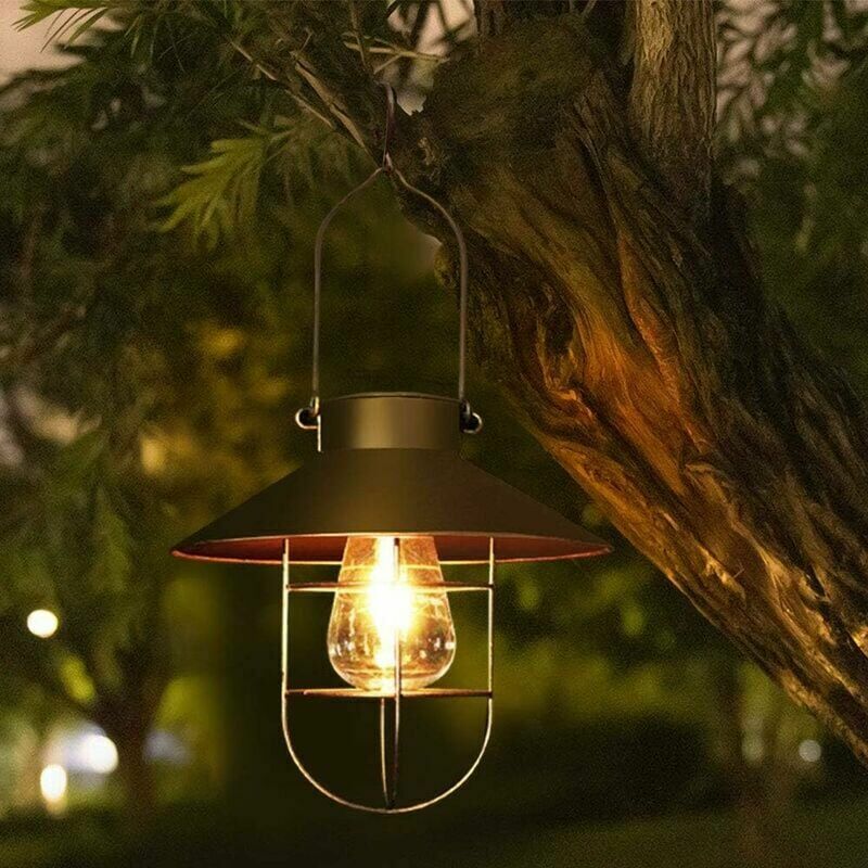 KZQ Lanterne solaire à suspendre avec crochet, lampe solaire LED vintage  avec blanc chaud, cage en acier, étanche, pour jardin, cour, patio,  clôture, décoration – Bronze