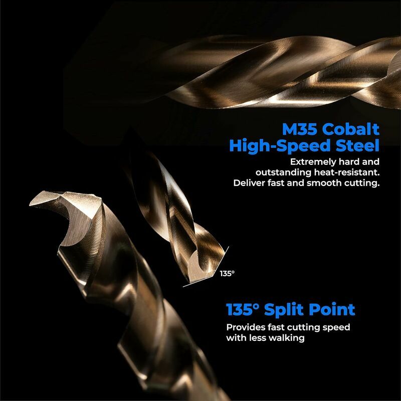 KZQ Lot de 2 forets à cobalt M35 métrique pour métal dur, acier inoxydable,  fonte 12 mm