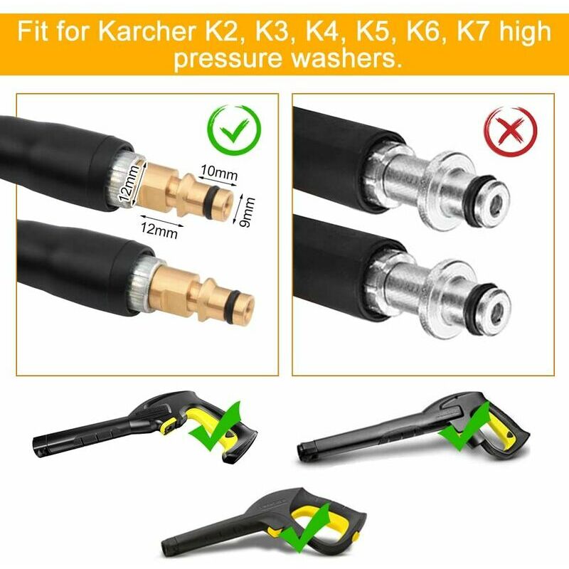 Tuyau de déboucheur de tuyau pour nettoyeur haute pression Kärcher, sonde  de déblocage pour Karcher K2 K3 K4 K5 K7 Series, débouchage de tuyaux 220  bar 10 m / 33FT noir