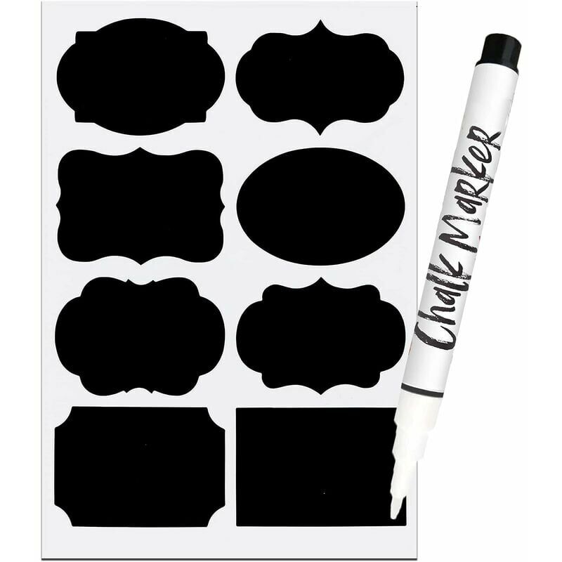 300 pièces Étiquettes de tableau noir Étiquettes autocollantes de craie  réutilisables avec 2 stylos à craie liquide Autocollants imperméables au tableau  noir Étiquettes pour conteneurs, bacs de rangement