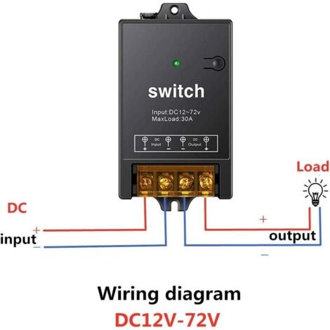 Commutateur à Distance sans Fil - DC 12V/24V/48V/72V - Relais 40A - Rayon 328 Pieds - Télécommande RF Commutateur à Distance sans Fil - DC 12V/24V/48V/72V - Relais 40A - Rayon 328 Pieds - Télécommande RF