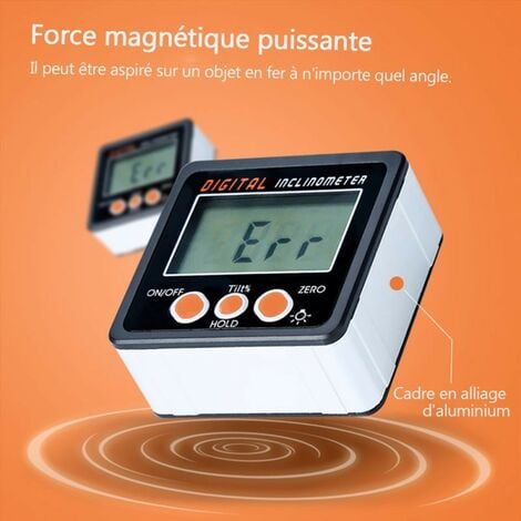 360 degrés Mini Inclinomètre Boîte de niveau électronique Angle de jauge de  base magnétique