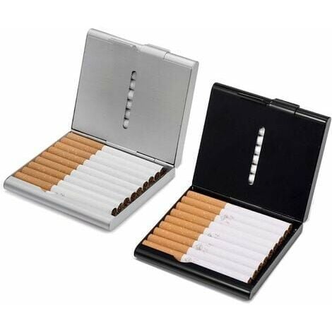 Boîte à Cigarettes Plastique Étui à Cigarettes GRAND Boîte pour 25  cigarettes 2 Coloris - Argent