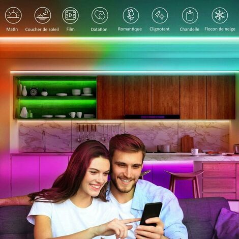 TVLIVE Ruban LED 20M LED Chambre RGB Bande LED Multicolore App Contrôle, Led  Ruban avec Télécommande à 40 Touches, Synchroniser avec Rythme de  Musique/Fonction de Minuterie, pour Décoration,Cuisine : :  Luminaires et
