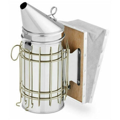 Enfumoir pour Abeilles en Acier Inoxydable avec Soufflet - Grand Modèle - Marron - Idéal pour l'Apiculture