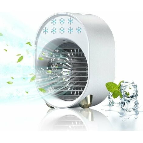 Mini Climatiseur Portable Sans Évacuation - Ventilateur Silencieux pour  Chambre - Rechargeable par USB - Fonctions de Climatisation et  d'Humidification