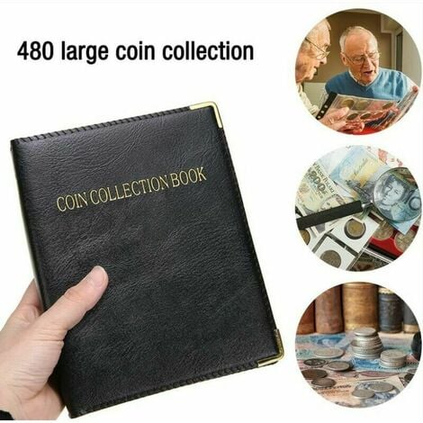 Album de Collection pour Pièces de Monnaie - 480 Pochettes en Cuir