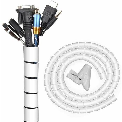 Système de Gestion des Câbles - Spirale Cache-Câble - 22 mm x 3 mètres -  Organisateur de Fil Flexible pour Bureau, Domicile, PC, TV