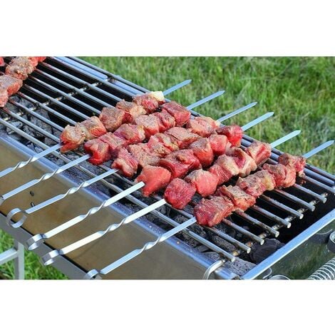 Brochettes pour Barbecue, 20 Pièces 38 cm Brochettes à Viande en Acier  Inoxydable, BBQ Brochettes, Brochettes en métal Plat Brochettes, Brochette