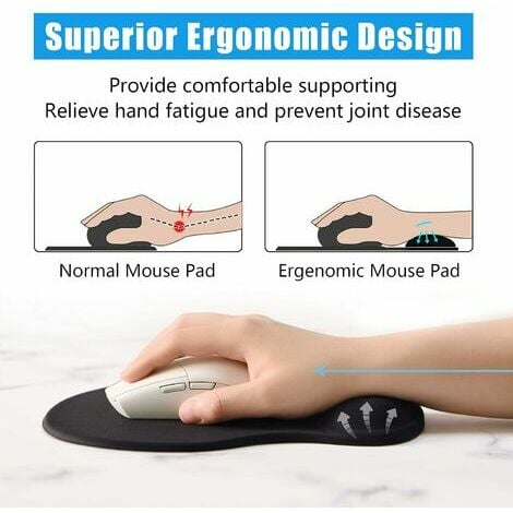 KZQ Tapis de souris ergonomique avec repose-poignet, tapis de souris en gel  avec base en