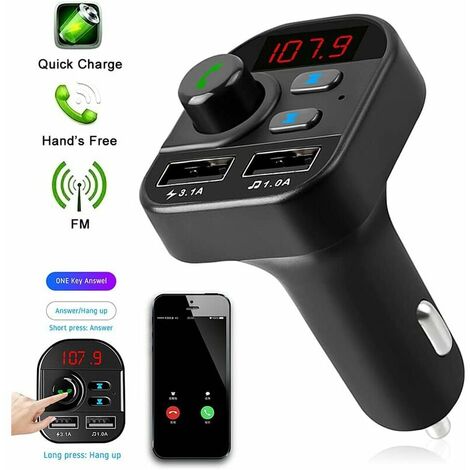 Transmetteur FM Bluetooth Voiture Kit Mains Libres Voiture Lecteur MP3  Charge Rapide 3.1A - Transmetteur audio - Achat & prix