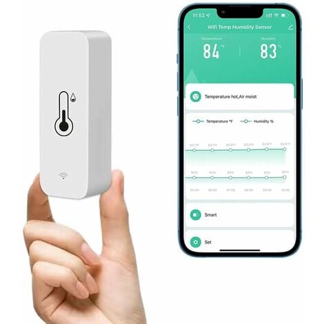 Smarts Wifi Capteur d'humidité de température Thermomètre Bluetooth sans  fil Hygromètre avec buzzer, application Surveillance à distance