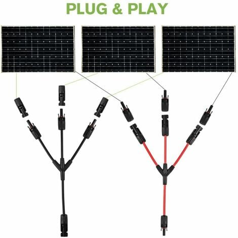 KZQ Y Type Connecteurs Solar, 2 pcs (1 à 3 Branches) Professionnel  Imperméable Connecteur de Panneau