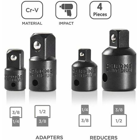 Adaptateur réducteur pour embouts de vissage, réducteurs 1/4 3/8 1/2