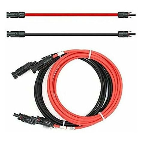 KZQ Câble de rallonge - Des deux côtés - Câble solaire - Rouge/noir - 6 mm²  - Avec connecteur solaire monté - 1 à 50 m (2 x 5 m)