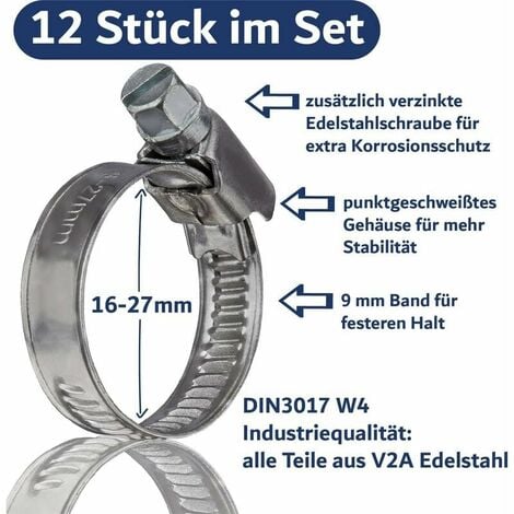 KZQ 12 colliers de serrage metallique inox 16-25mm – colliers