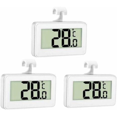 Ulisem 3X Thermomètre de Réfrigérateur Thermomètre Numérique Congélateur Thermomètre Refrigerateur Chambre Thermomètre Congélateur Imperméable avec Écran LCD avec Crochet pour Lecture de Température