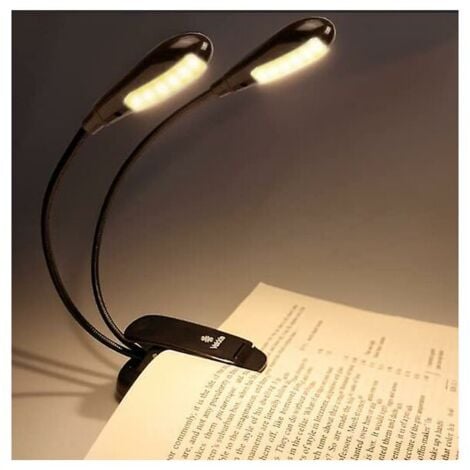 Lampe de lecture/pupitre de musique rechargeable à 12 LED, lampe de lecture à clipser dans le lit, double protection des yeux