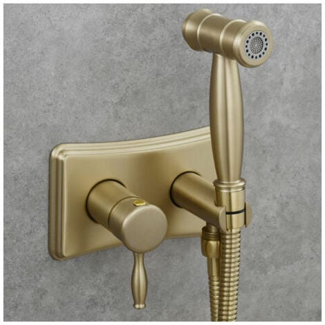 Toilette Bidet Spray, Bidet Pulvérisateur de Douche Kit en Laiton Kit Mitigeur Douchette à Main Mural Kit Douchette WC or