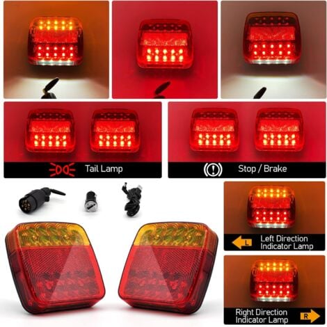 2 Pack Eclairage arrière Feux Led sans fil WiFi pour remorque，kit éclairage arrière LED Feux Arrière Base Aimanté Pour Auto Camion Tracteur Remorque Caravane