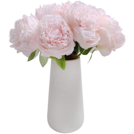 17 Pièces Fleurs Artificielles MWOOT - Pivoines Roses Nénuphars Blanc Pour DIY