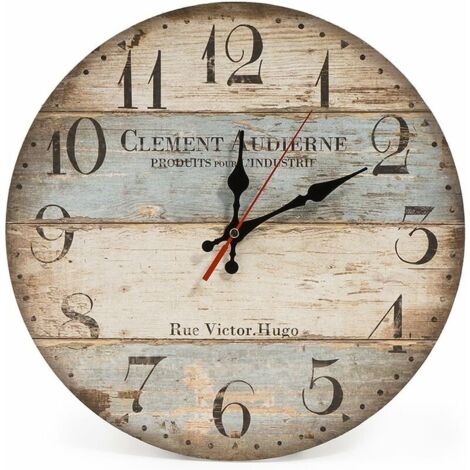 Horloge Murale Antique 30 Pouces – Chiffres Romains, Métal Noir, Silencieuse, Intérieur/extérieur
