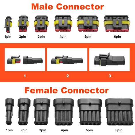 Lot De 2 Connecteurs électriques étanches 6 Broches HM 090 MT - Compatible Suzuki, Yamaha, Honda
