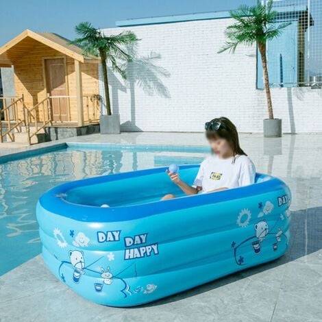 Baignoire pour enfants 120cm Bébé Utilisation à domicile Pataugeoire gonflable Rectangle Piscine gonflable Enfants