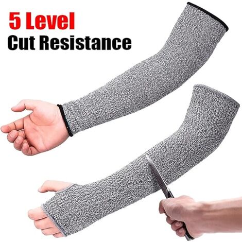 Ymapinc Manches Anti-Coupures Niveau 5 - 2 Paires - HPPE Élastique - Protection Bras/Jardin/Cuisine