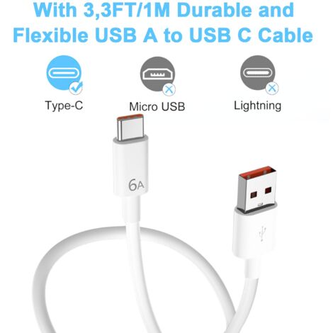 66W Supercharge Chargeur Rapide pour Honor 200 Lite 90 Lite Magic6 Lite,66W Supercharge Chargeur avec 6A Câble USB C 1m pour Honor Magic6 6Pro Magic7 Lite Honor 90 70 Lite 200 Pro X6b X8b Pad X8a X9
