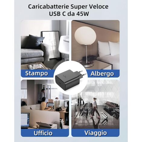 Schnelles 45-W-Super-Charge-Ladegerät für Samsung Galaxy S24+, S24 Ultra, S23+, S23 Ultra, S22, S21, Note20, A54, A53, Z Fold5, Flip5, Fold4, Flip4, Tab S8 Ultra, Preisgünstiger USB-C-Adapter