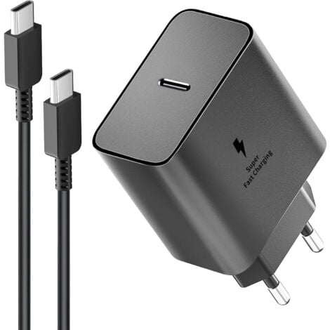 45 W Super-Schnellladegerät für Samsung Galaxy S24+, S24 Ultra, S23+, S23 Ultra, S22, S21, Note20, A54, A53, Z Fold5, Flip5, Fold4, Flip4, Tab S8 Ultra, USB-C-Netzteil mit 1 m USB-C-Kabel